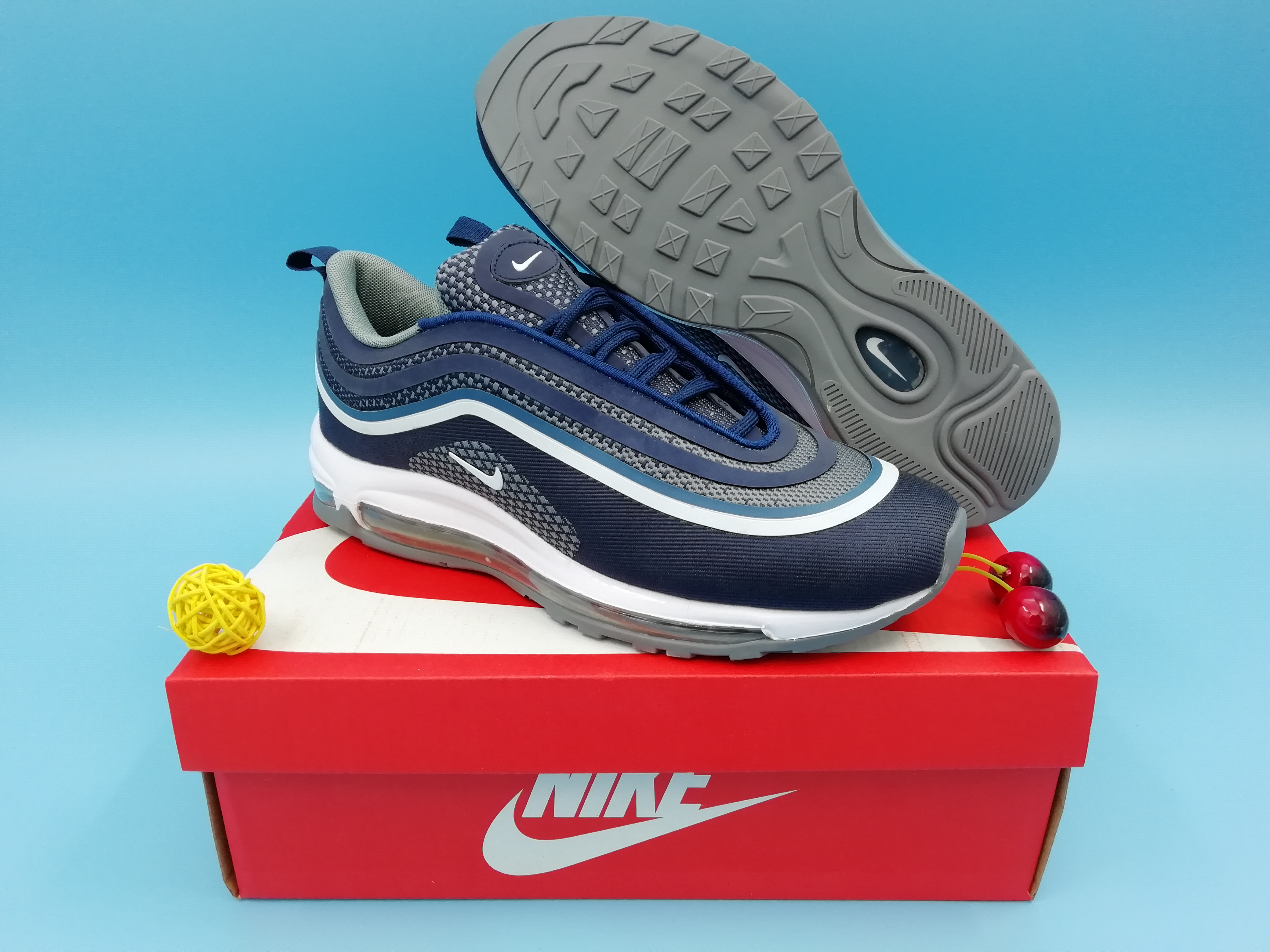 2019 Women Nike Air Max 97 Deep Blue White Shoes - Click Image to Close